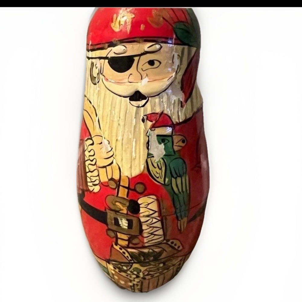 Russian‎ nesting doll matryoshka hand painted vintage santa